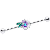 14G Blue Gem Faerie Flower Purple Industrial Barbell 38mm - BodyCandy - Flyclothing LLC