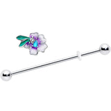 14G Blue Gem Faerie Flower Purple Industrial Barbell 38mm - BodyCandy - Flyclothing LLC
