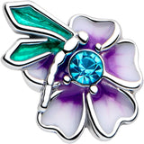 20G 7mm Blue Gem Faerie Flower Purple L Shape Nose Ring - BodyCandy - Flyclothing LLC