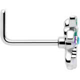 20G 7mm Blue Gem Faerie Flower Purple L Shape Nose Ring - BodyCandy - Flyclothing LLC