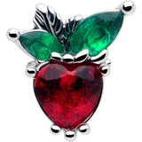 20G 7mm Red Green Gem Strawberry Heart L Shape Nose Ring - BodyCandy - Flyclothing LLC
