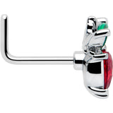 20G 7mm Red Green Gem Strawberry Heart L Shape Nose Ring - BodyCandy - Flyclothing LLC