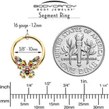 16G 3/8 Clear Gem Gold Tone Color Block Butterfly Hinged Segment Ring - BodyCandy - Flyclothing LLC
