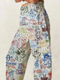Printed Wide Leg Jeans - Trendsi - Flyclothing LLC