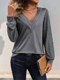 V-Neck Long Sleeve Top - Trendsi