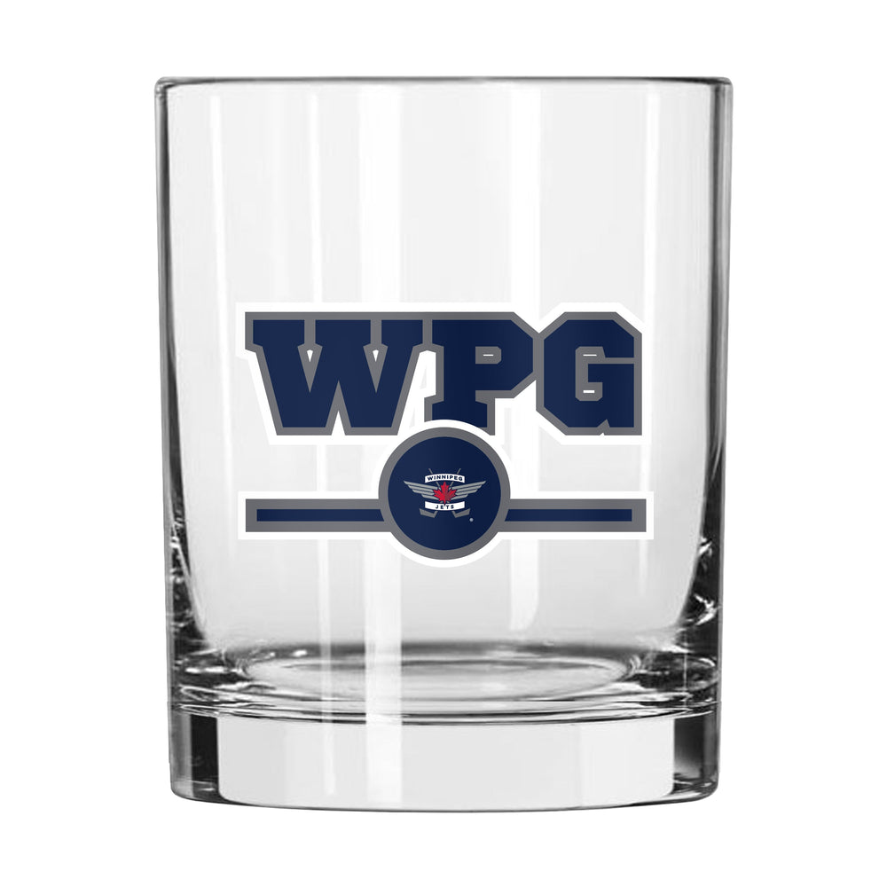 Winnipeg Jets 14oz Letterman Rocks Glass