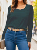 Textured Long Sleeve Blouse - Trendsi
