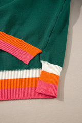 Contrast Round Neck Long Sleeve Sweater - Trendsi - Flyclothing LLC