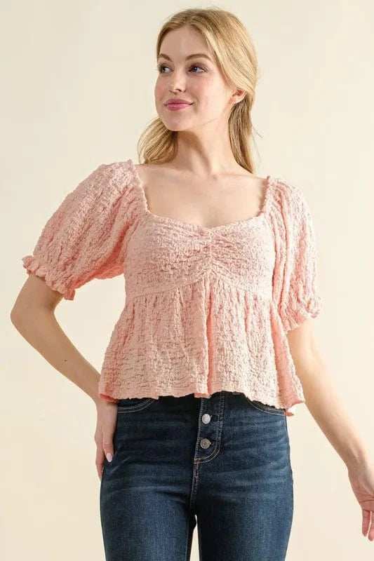 And The Why Lovely Textured and Smocked Top - Trendsi - Flyclothing LLC