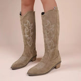 Point Toe Block Heels Boots - Trendsi - Flyclothing LLC