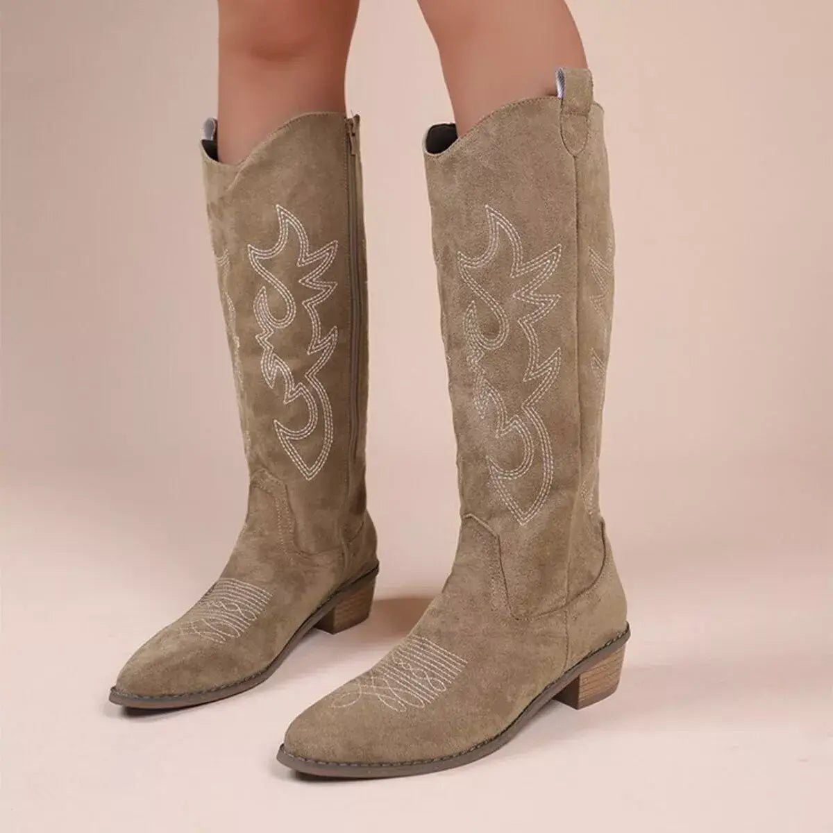 Point Toe Block Heels Boots - Trendsi - Flyclothing LLC