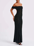 Devine Backless Lace Off-Shoulder Maxi Dress - Trendsi