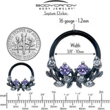 16G 3/8 Purple Gem Black Twining Vine Hinged Segment Ring - BodyCandy - Flyclothing LLC