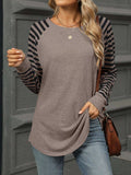 Striped Round Neck Raglan Sleeve T-Shirt - Trendsi - Flyclothing LLC
