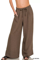 Zenana Woven Airflow Drawstring Pants - Trendsi - Flyclothing LLC
