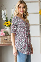 Heimish Full Size Short Sleeve Crisscross Animal Babydoll Top Plus Size - Trendsi - Flyclothing LLC