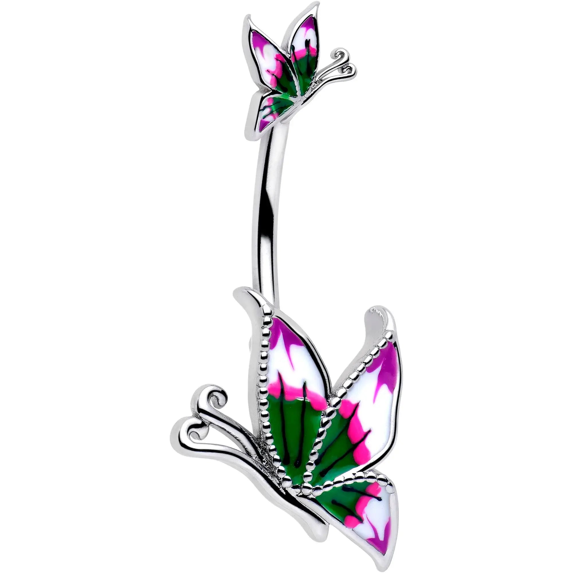 Profile Butterflies Double Mount Belly Ring - BodyCandy - Flyclothing LLC