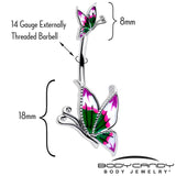 Profile Butterflies Double Mount Belly Ring - BodyCandy - Flyclothing LLC