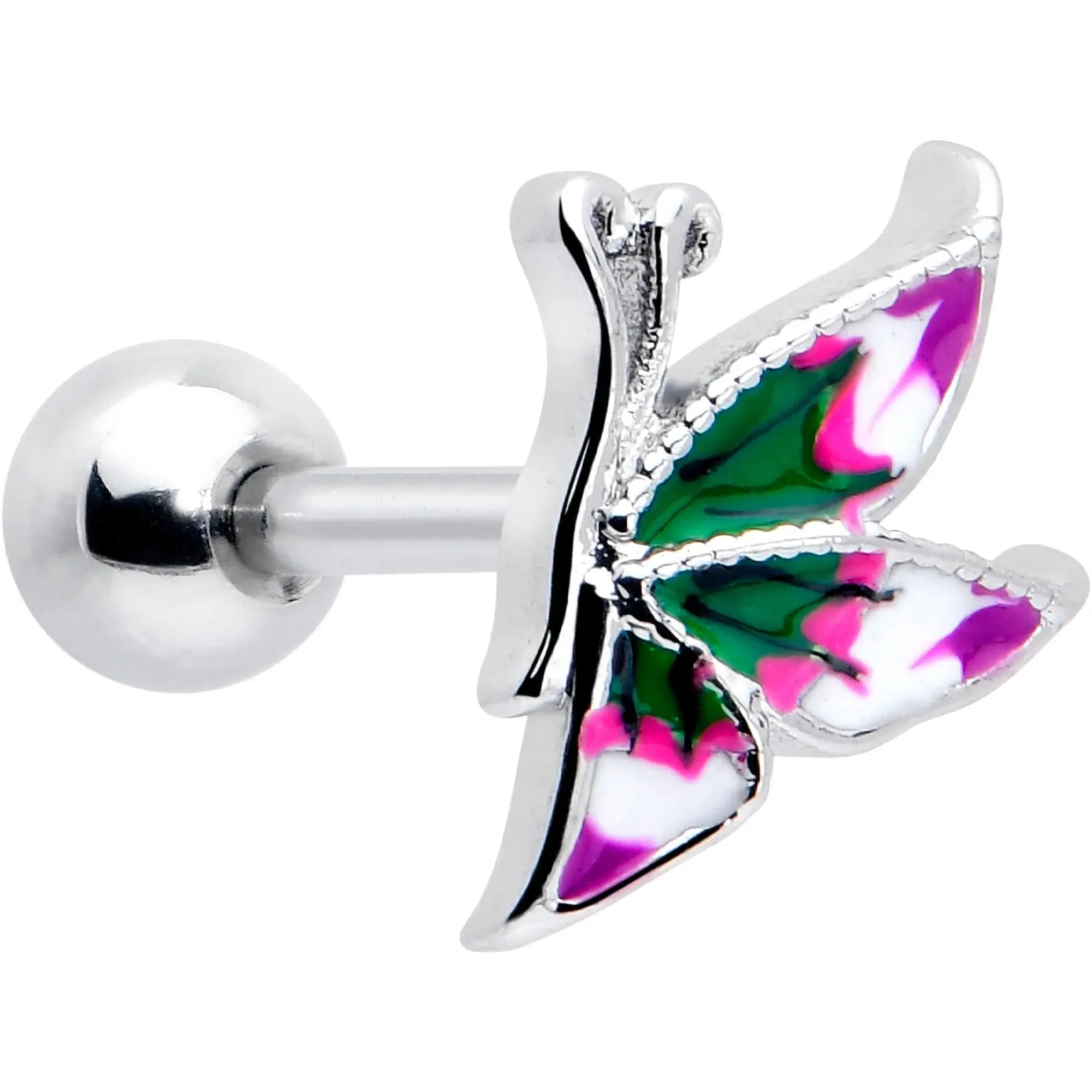 16G 1/4 Profile Butterfly Cartilage Tragus Earring - BodyCandy - Flyclothing LLC