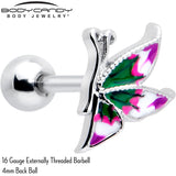 16G 1/4 Profile Butterfly Cartilage Tragus Earring - BodyCandy - Flyclothing LLC