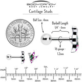 16G 1/4 Profile Butterfly Cartilage Tragus Earring - BodyCandy - Flyclothing LLC