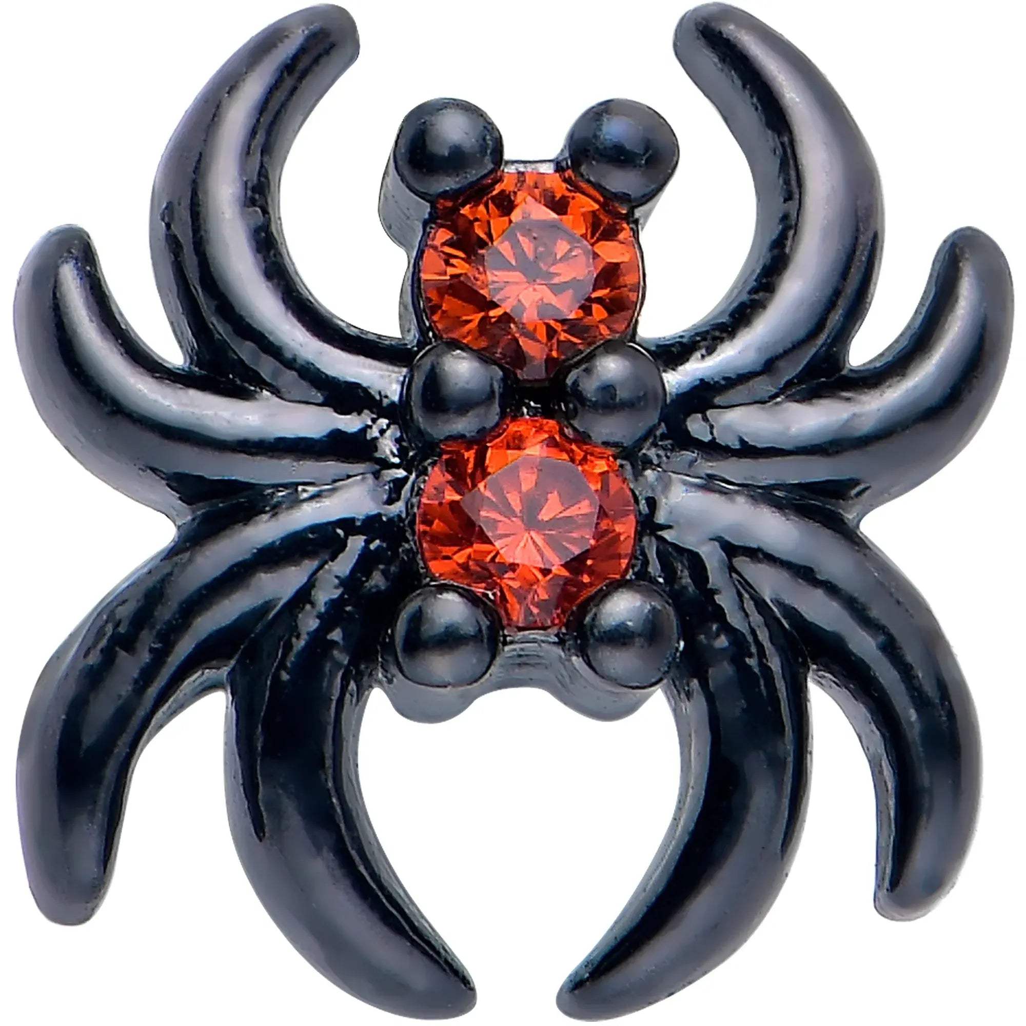 20G 7mm Red CZ Gem Black Sleek Spider L Shape Nose Ring - BodyCandy - Flyclothing LLC