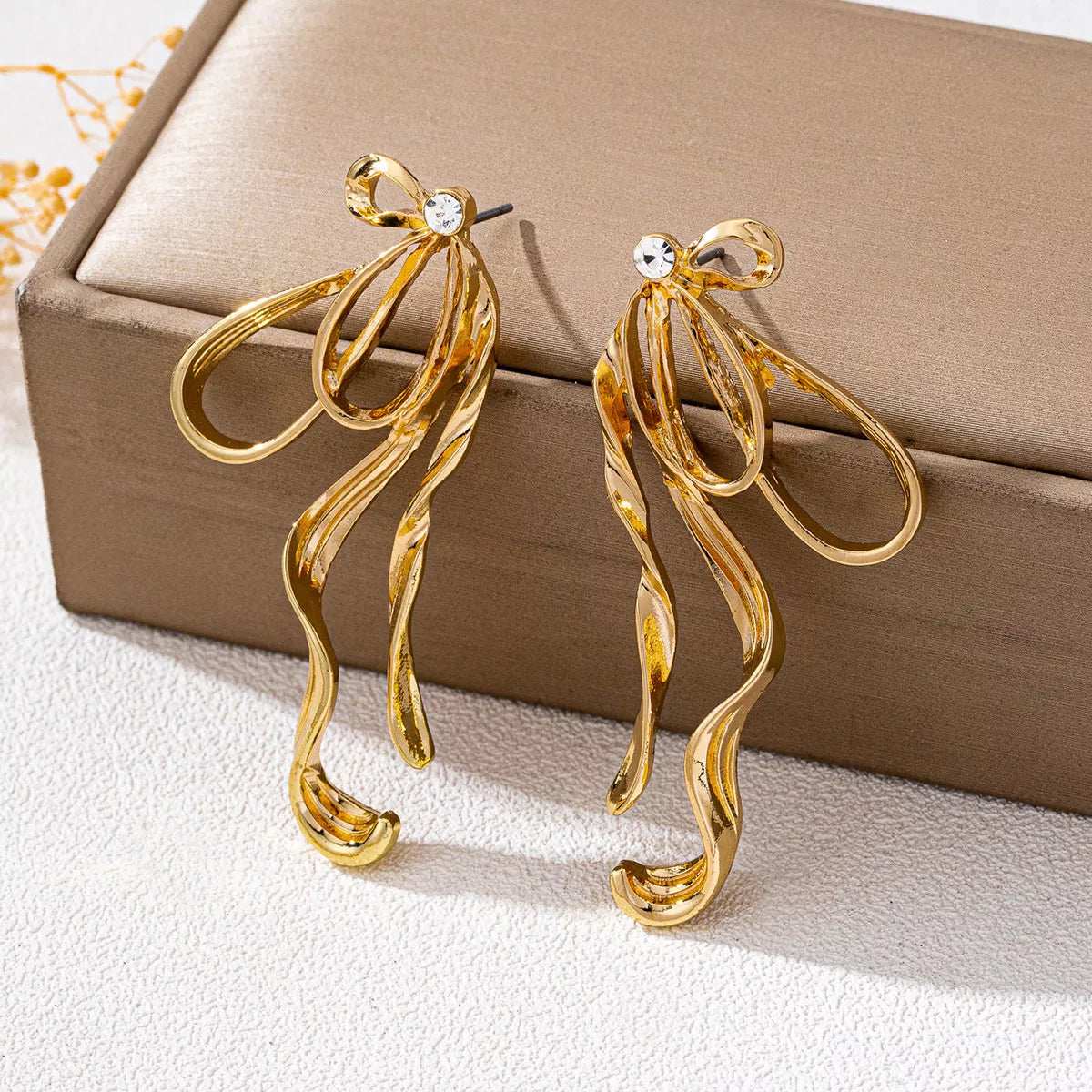 18K Gold-Plated Bow Earrings - Trendsi - Flyclothing LLC