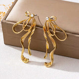 18K Gold-Plated Bow Earrings - Trendsi - Flyclothing LLC