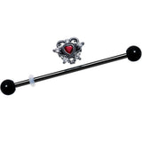 14G Red CZ Gem Black Double Heart Industrial Barbell 38mm - BodyCandy - Flyclothing LLC