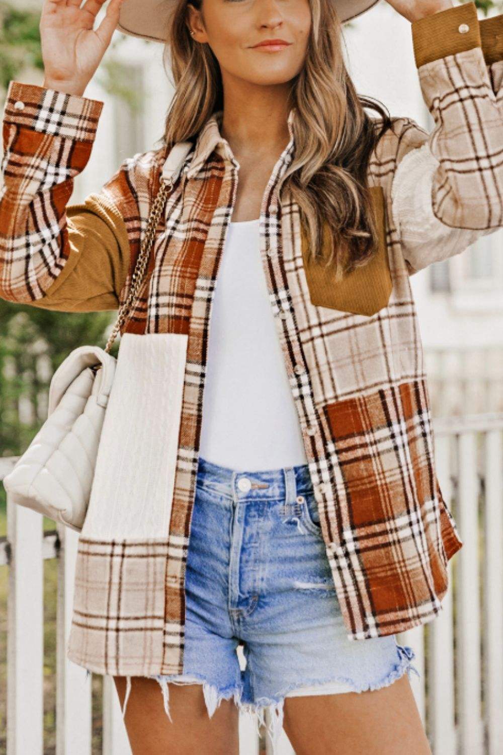 Plaid Button Up Long Sleeve Shacket - Trendsi - Flyclothing LLC