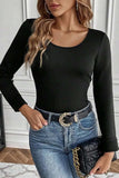 Round Neck Long Sleeve Top - Trendsi - Flyclothing LLC