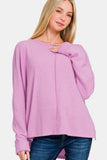 Zenana High-Low Side Slit Round Neck T-Shirt - Trendsi - Flyclothing LLC