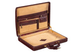 Executive Men's Leather Attache Briefcase Brown/Cherry Red - Classy Leather Bags - Flyclothing LLC