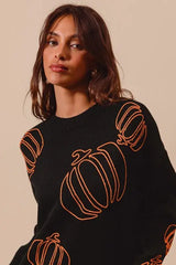 SO ME Pumpkin Embroidered Halloween Thanksgiving Sweater - Trendsi - Flyclothing LLC