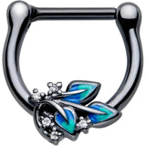 16G 5/16 Clear CZ Gem Black Lush Leaves Cartilage Clicker - BodyCandy - Flyclothing LLC