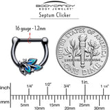 16G 5/16 Clear CZ Gem Black Lush Leaves Cartilage Clicker - BodyCandy - Flyclothing LLC