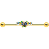 14G Blue Gem Gold Tone Butterfly Colors Industrial Barbell 38mm - BodyCandy - Flyclothing LLC