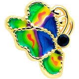 16G 1/4 Blue Gem Gold Tone Butterfly Colors Cartilage Tragus Earring - BodyCandy - Flyclothing LLC