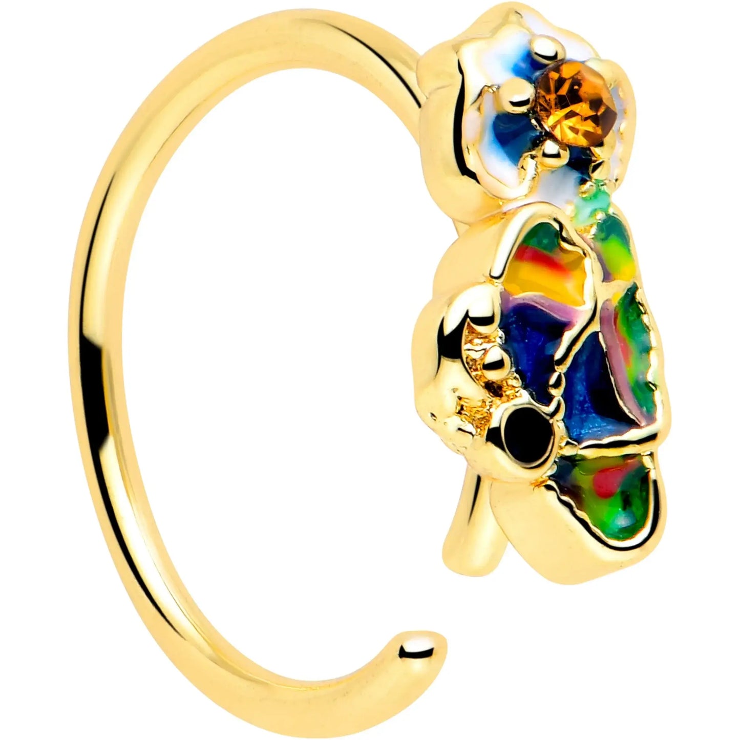 20G 5/16 Yellow Gem Gold Tone Butterfly Colors Nose Hoop - BodyCandy - Flyclothing LLC
