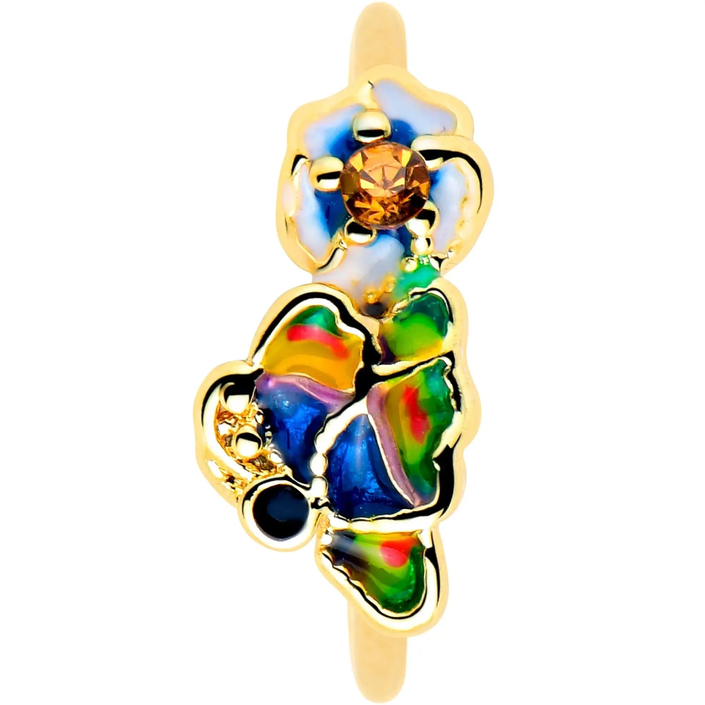 20G 5/16 Yellow Gem Gold Tone Butterfly Colors Nose Hoop - BodyCandy - Flyclothing LLC