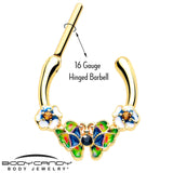 16G 5/16 Blue Gem Gold Tone Butterfly Colors Cartilage Clicker - BodyCandy - Flyclothing LLC