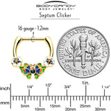 16G 5/16 Blue Gem Gold Tone Butterfly Colors Cartilage Clicker - BodyCandy - Flyclothing LLC