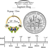 16G 3/8 Blue Gem Gold Tone Butterfly Colors Hinged Segment Ring - BodyCandy - Flyclothing LLC
