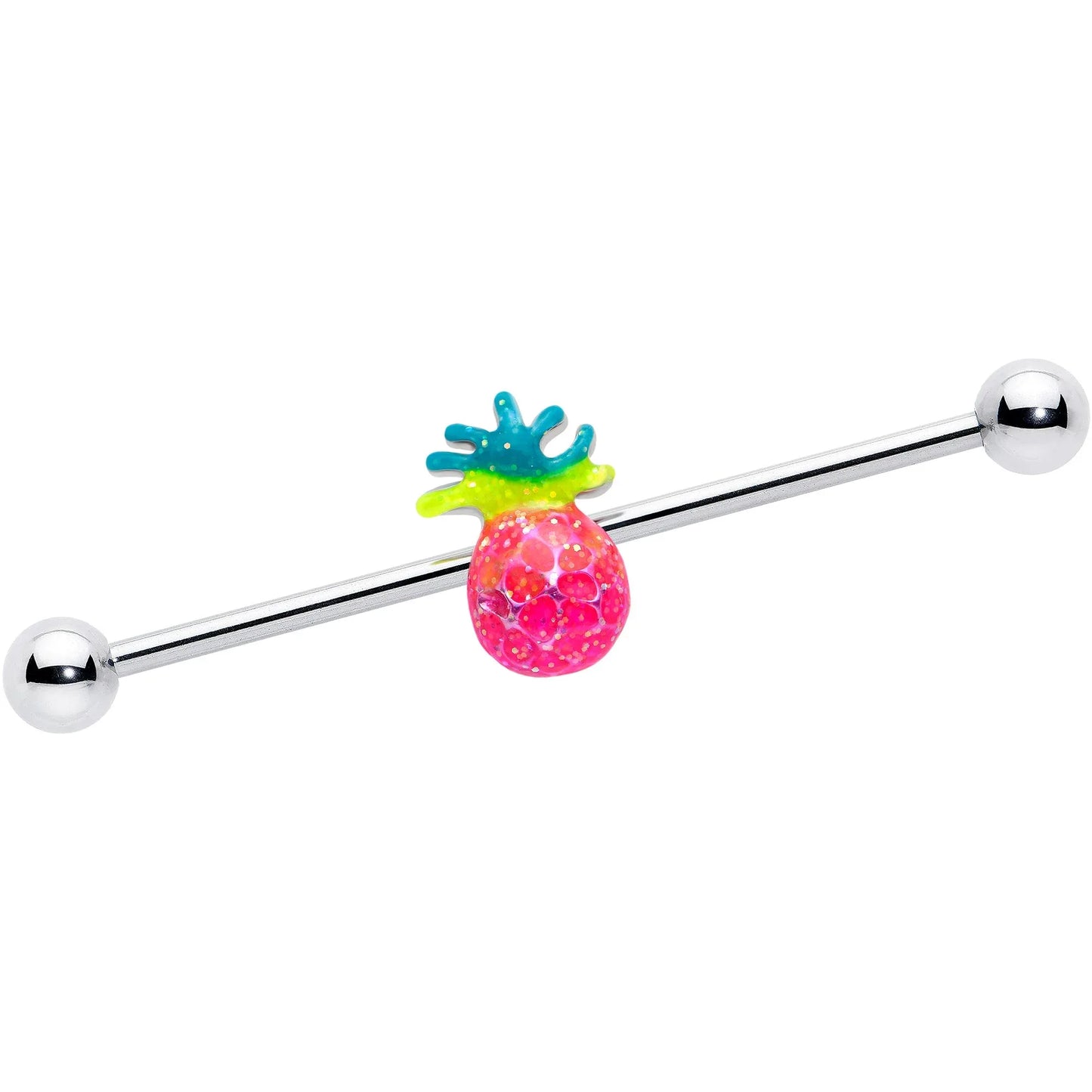 14G Hot Tropical Pineapple Industrial Barbell 38mm - BodyCandy - Flyclothing LLC