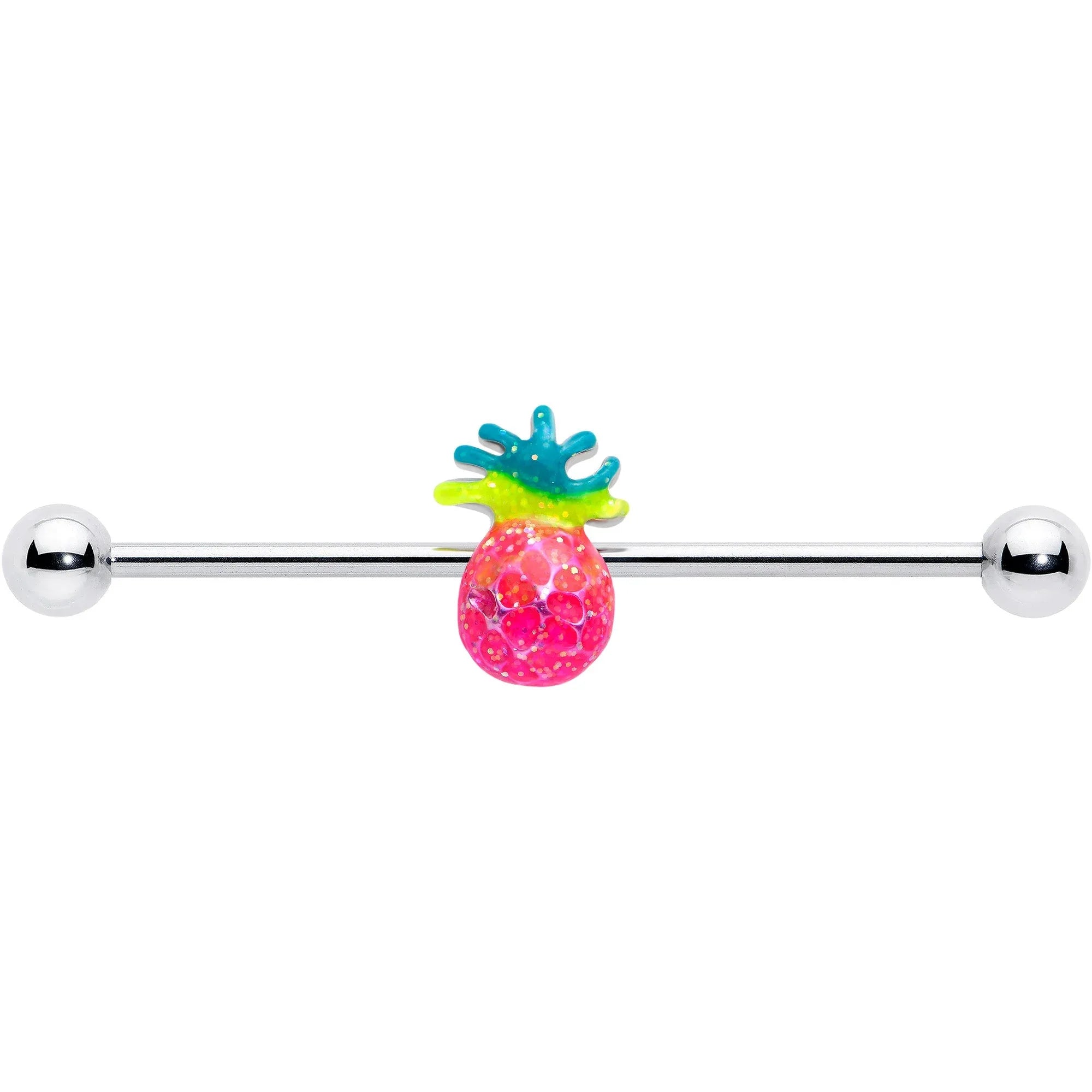 14G Hot Tropical Pineapple Industrial Barbell 38mm - BodyCandy - Flyclothing LLC