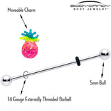 14G Hot Tropical Pineapple Industrial Barbell 38mm - BodyCandy - Flyclothing LLC