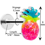 16G 5/16 Hot Tropical Pineapple Labret Monroe Tragus - BodyCandy - Flyclothing LLC
