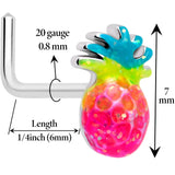 20G 7mm Hot Tropical Pineapple L Shape Nose Ring - BodyCandy - Flyclothing LLC