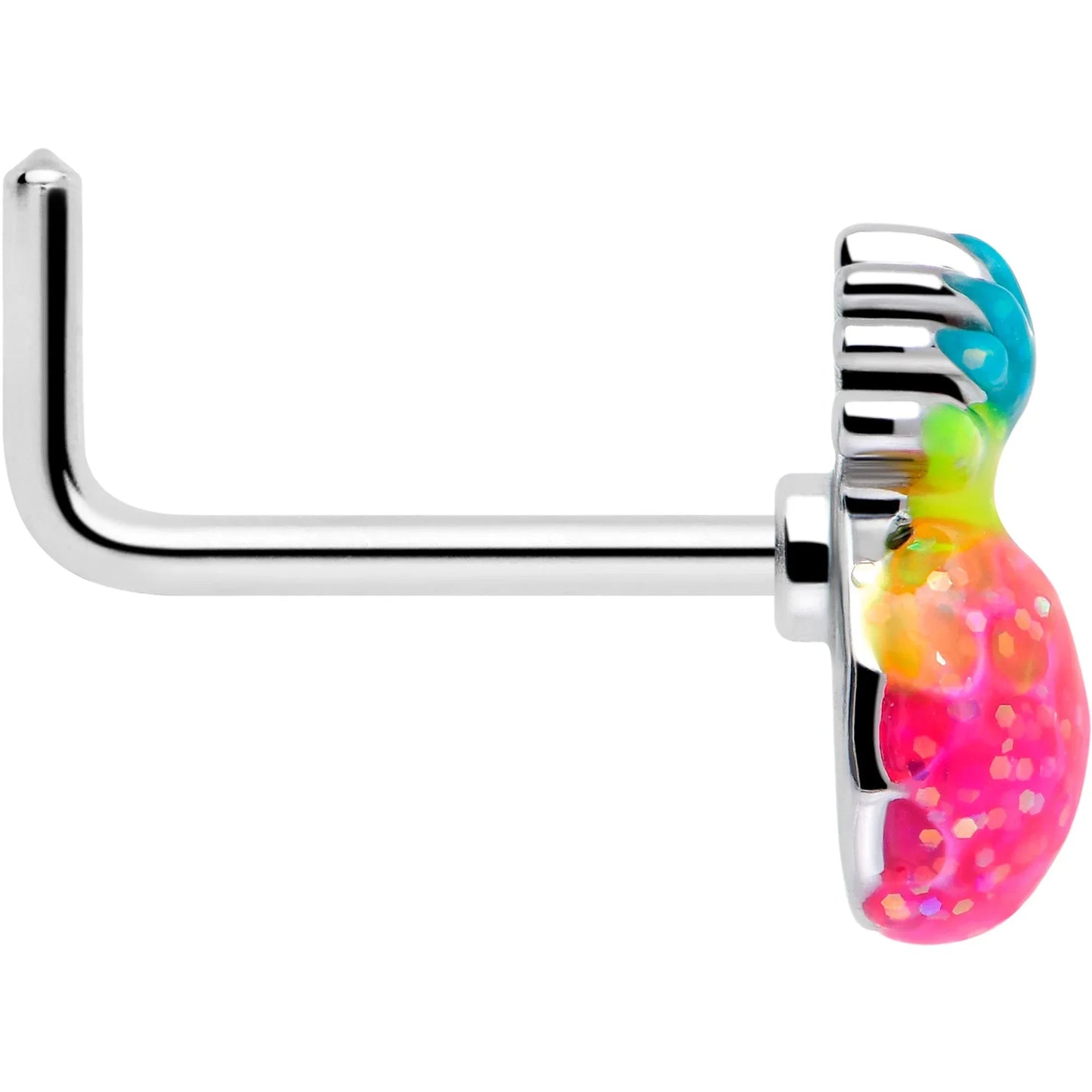 20G 7mm Hot Tropical Pineapple L Shape Nose Ring - BodyCandy - Flyclothing LLC