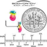 20G 7mm Hot Tropical Pineapple L Shape Nose Ring - BodyCandy - Flyclothing LLC